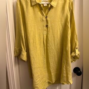 Beautiful Cynthia Rowley Lemon Yellow linen blouse- size 2x